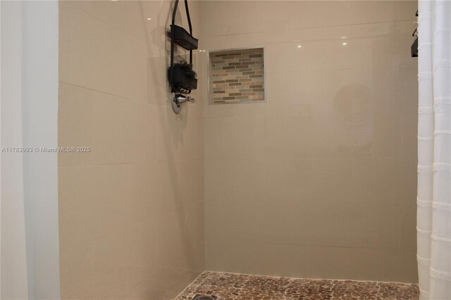 interior space with tiled shower