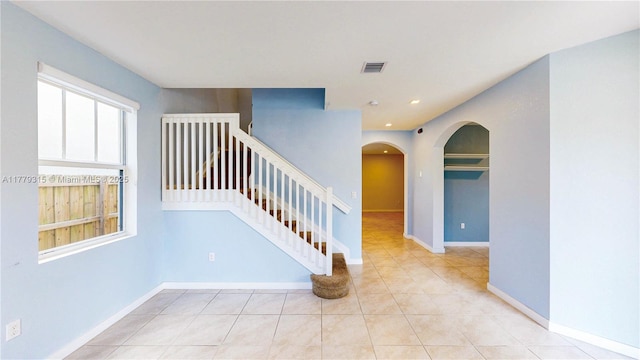 24362 SW 117th Path, Homestead, FL 33032 - staircase with arched walkways, tile patterned floors, recessed lighting, baseboards, and visible vents