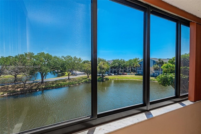 doorway with a water view