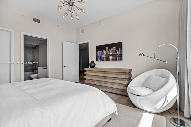 650 NE 32nd St Unit Bh6, Miami, FL 33137 - bedroom featuring a chandelier and ensuite bathroom