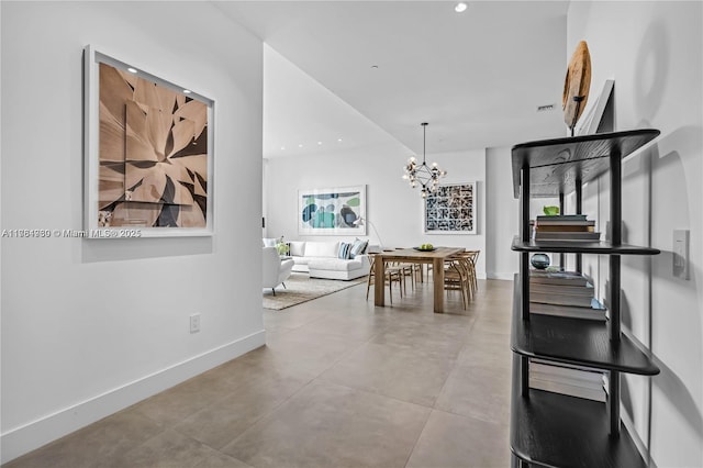 650 NE 32nd St Unit Bh6, Miami, FL 33137 - dining space featuring a chandelier, recessed lighting, stairway, and concrete floors