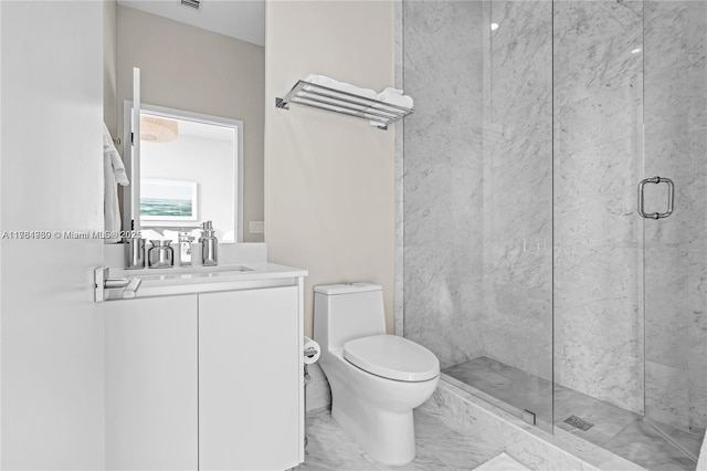 650 NE 32nd St Unit Bh6, Miami, FL 33137 - full bathroom featuring vanity, a stall shower, and marble finish floors