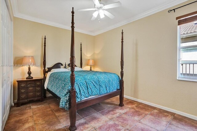 16519 SW 54th Ct, Miramar, FL 33027 - bedroom featuring crown molding and ceiling fan