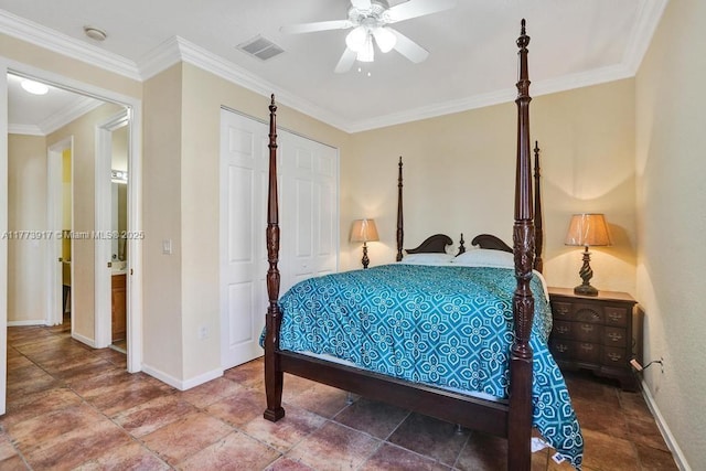 16519 SW 54th Ct, Miramar, FL 33027 - bedroom featuring crown molding and ceiling fan