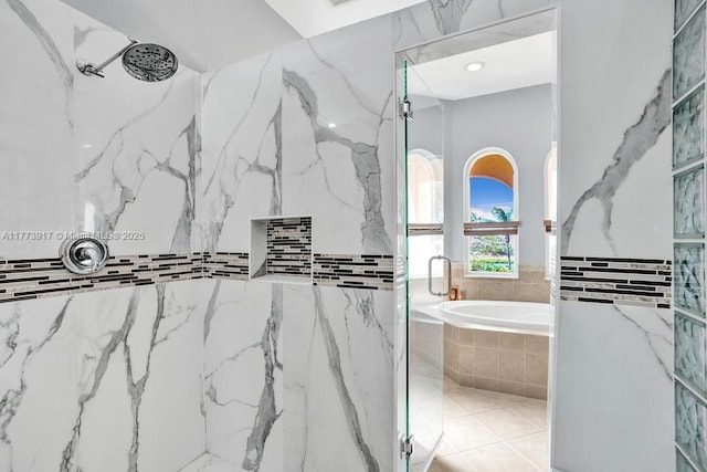 16519 SW 54th Ct, Miramar, FL 33027 - full bath featuring a marble finish shower, a garden tub, and tile patterned flooring