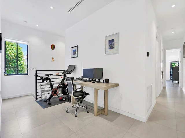 3070 Elizabeth St Unit 3070, Coconut Grove, FL 33133 - office area featuring baseboards, recessed lighting, and tile patterned flooring