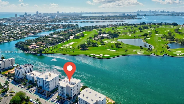 9250 W Bay Harbor Dr Unit 5C, Bay Harbor Islands, FL 33154 - bird's eye view featuring a view of city, view of golf course, and a water view