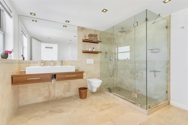 9250 W Bay Harbor Dr Unit 5C, Bay Harbor Islands, FL 33154 - full bath featuring toilet, a stall shower, and vanity