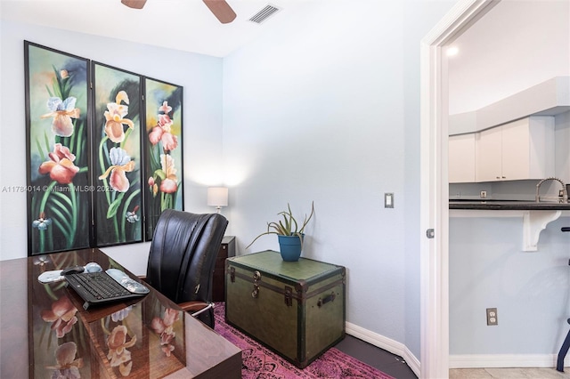 2661 SE 30th Ave, Naples, FL 34117 - office space with a sink, visible vents, ceiling fan, and baseboards