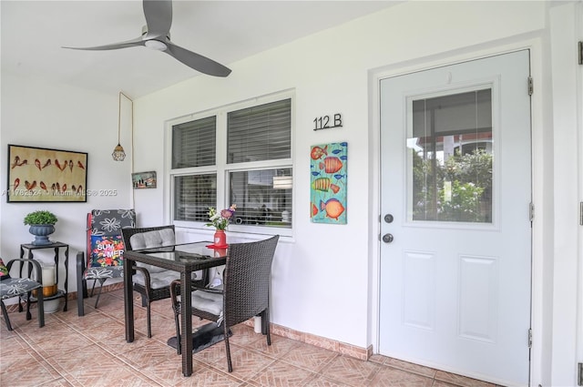 581 Blue Heron Dr Unit 112-B, Hallandale Beach, FL 33009 - exterior space featuring stucco siding, a ceiling fan, and covered porch