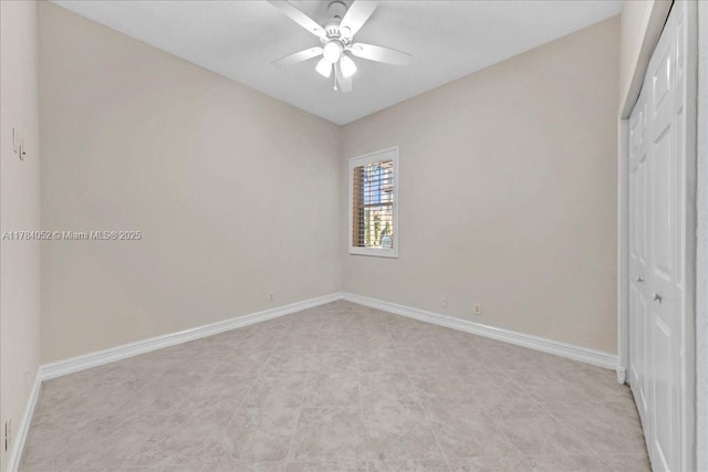 12580 NW 76th St, Parkland, FL 33076 - unfurnished bedroom featuring a closet, baseboards, and a ceiling fan