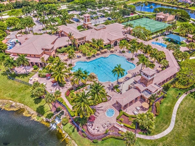 12580 NW 76th St, Parkland, FL 33076 - aerial view of a pool and a nearby body of water