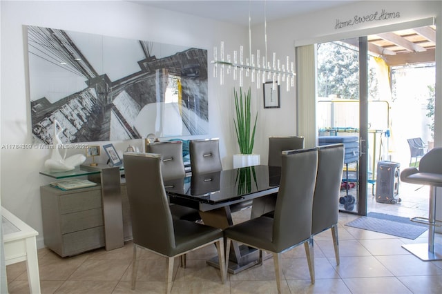view of tiled dining room