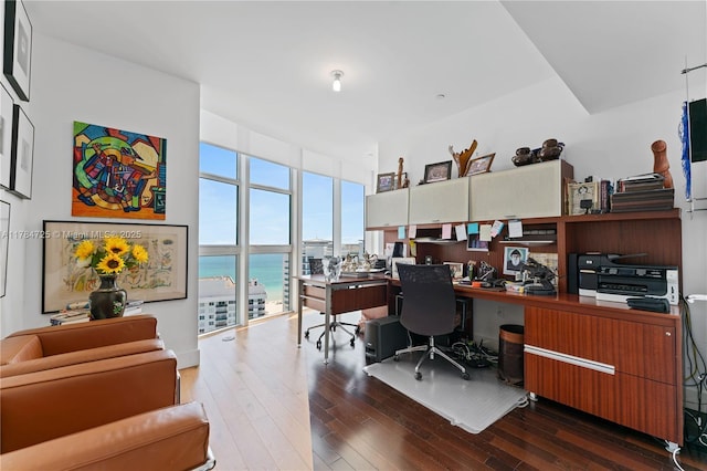 office space with dark wood-style floors
