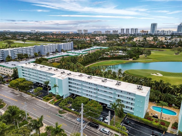700 NE 14th Ave Unit 506, Hallandale Beach, FL 33009 - drone / aerial view featuring view of golf course, a city view, and a water view
