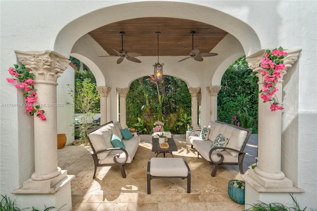 1511 Alegriano Ave, Coral Gables, FL 33146 - view of patio featuring outdoor lounge area and ceiling fan
