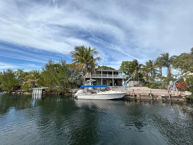 view of dock featuring a water view