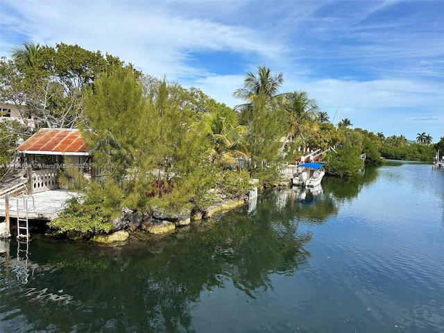 view of dock featuring a water view