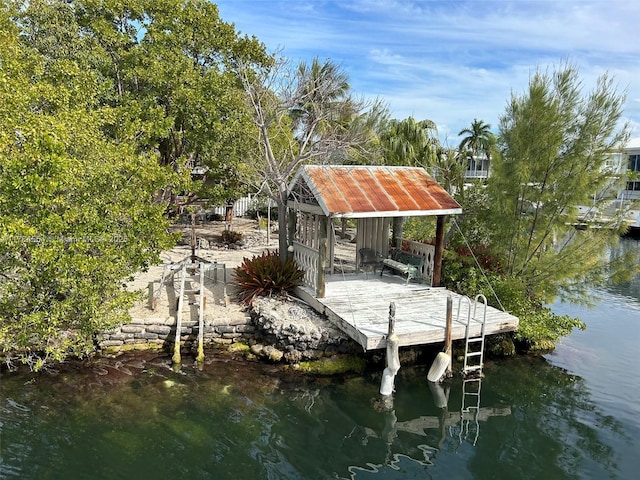 view of dock featuring a water view