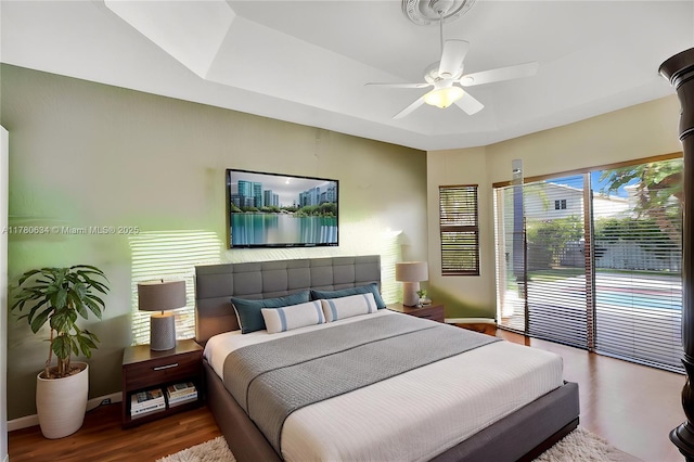 11257 NW 51st St, Coral Springs, FL 33076 - bedroom featuring baseboards, ceiling fan, and wood finished floors