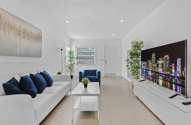 living area featuring recessed lighting