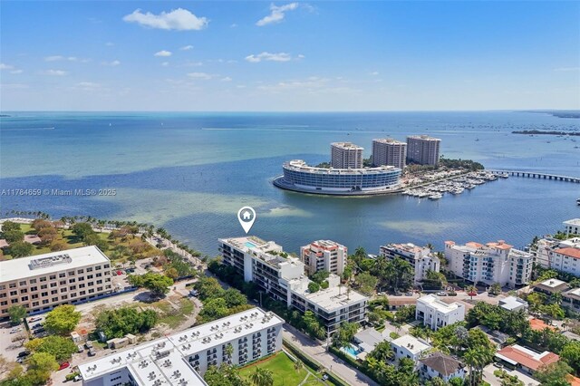 3581 E Glencoe St Unit 309, Miami, FL 33133 - birds eye view of property with a water view