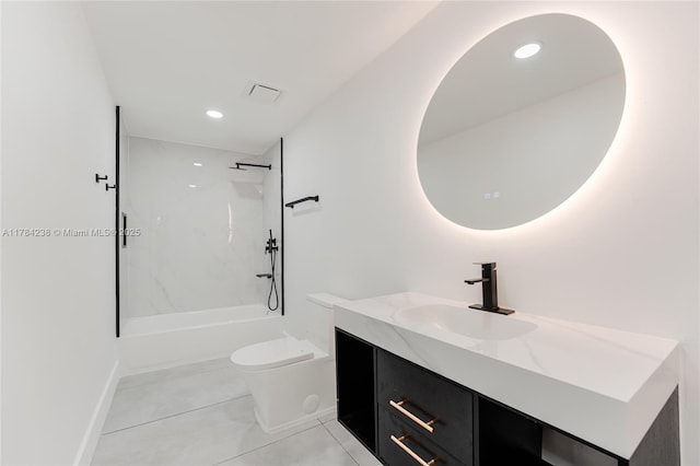 15201 SW 87th Ct, Palmetto Bay, FL 33157 - bathroom with visible vents, walk in shower, toilet, vanity, and tile patterned floors