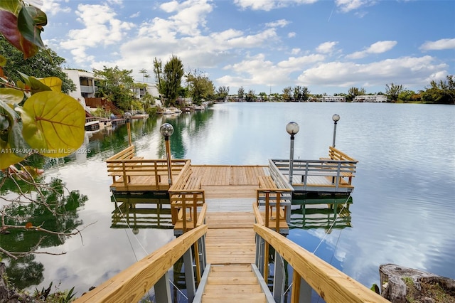 view of dock featuring a water view