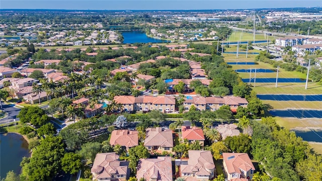 aerial view of a nearby body of water