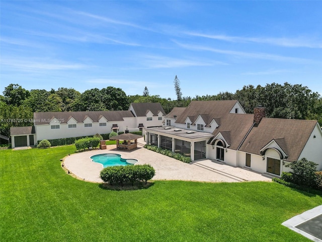 6320 Hancock Rd, Southwest Ranches, FL 33330 - swimming pool with a patio area, a yard, and a sunroom