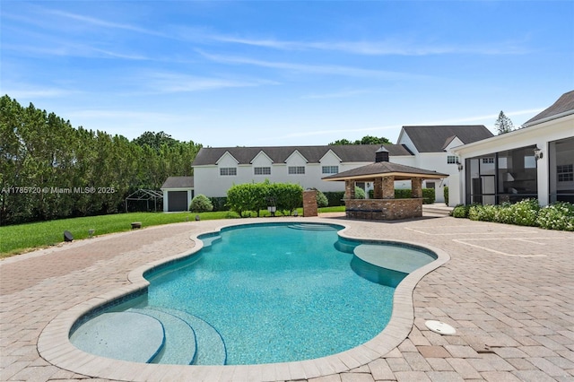 6320 Hancock Rd, Southwest Ranches, FL 33330 - outdoor pool featuring a gazebo, a patio, and a yard