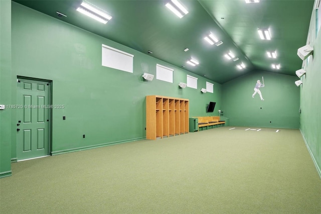 6320 Hancock Rd, Southwest Ranches, FL 33330 - playroom with carpet flooring and vaulted ceiling