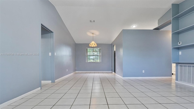 5010 SW 201st Ter, Southwest Ranches, FL 33332 - unfurnished room with a chandelier, light tile patterned floors, and lofted ceiling