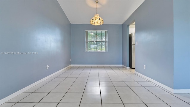 5010 SW 201st Ter, Southwest Ranches, FL 33332 - empty room with vaulted ceiling, a chandelier, and light tile patterned floors