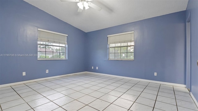 5010 SW 201st Ter, Southwest Ranches, FL 33332 - spare room featuring vaulted ceiling, ceiling fan, and light tile patterned floors