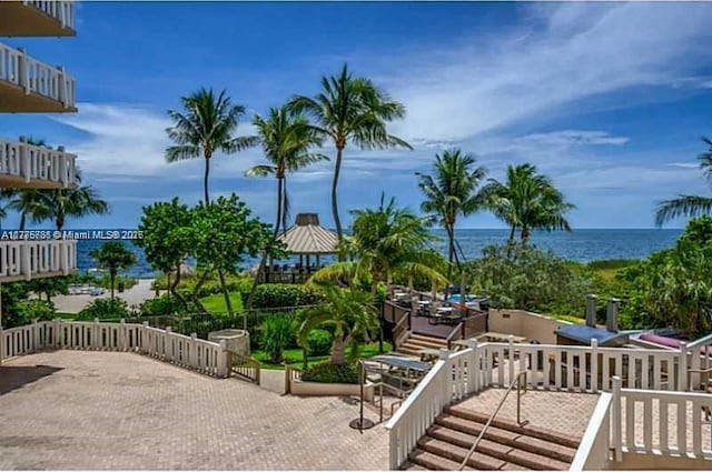 1111 Crandon Blvd Unit B804, Key Biscayne, FL 33149 - view of patio with a water view