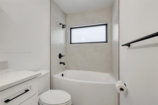 full bathroom with vanity, toilet, and shower / washtub combination
