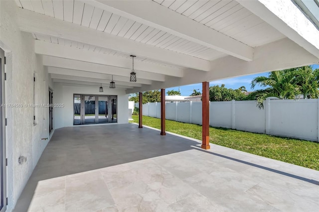 view of patio / terrace with a fenced backyard and french doors
