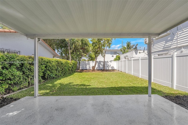 view of yard featuring a fenced backyard and a patio area