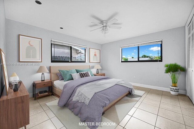 8451 NW 10th St, Pembroke Pines, FL 33024 - bedroom featuring light tile patterned floors and ceiling fan