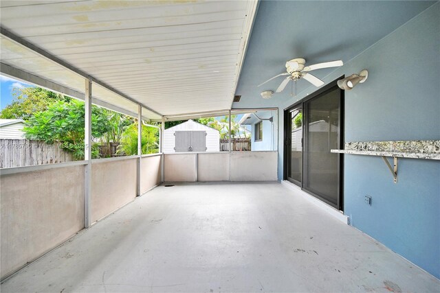 8451 NW 10th St, Pembroke Pines, FL 33024 - view of patio / terrace with a ceiling fan and a storage shed
