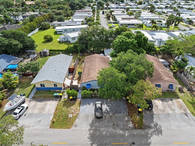 birds eye view of property with a residential view