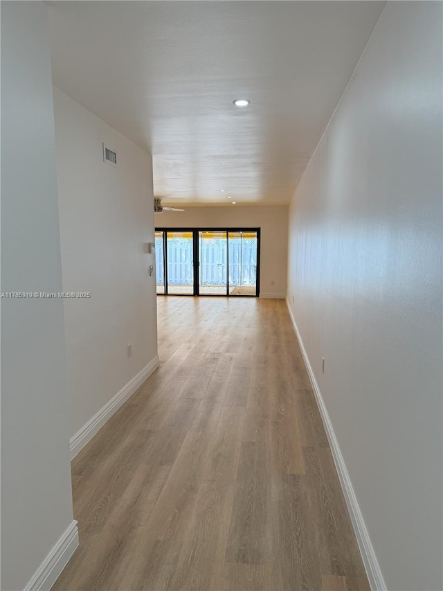 16528 Bridge End Rd, Miami Lakes, FL 33014 - corridor featuring recessed lighting, light wood-style floors, visible vents, and baseboards