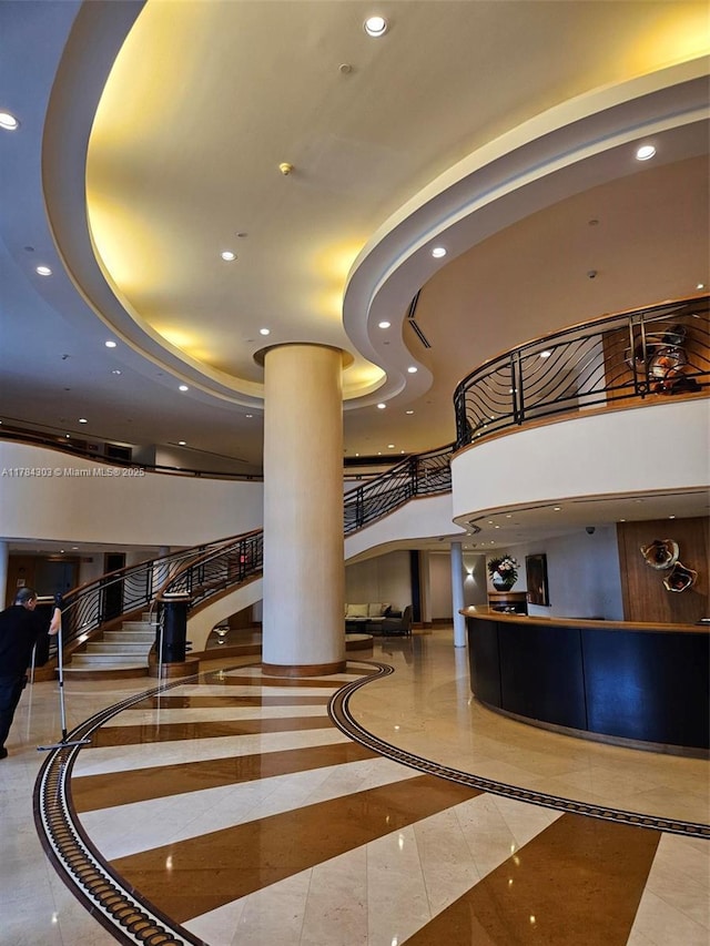reception area with decorative columns