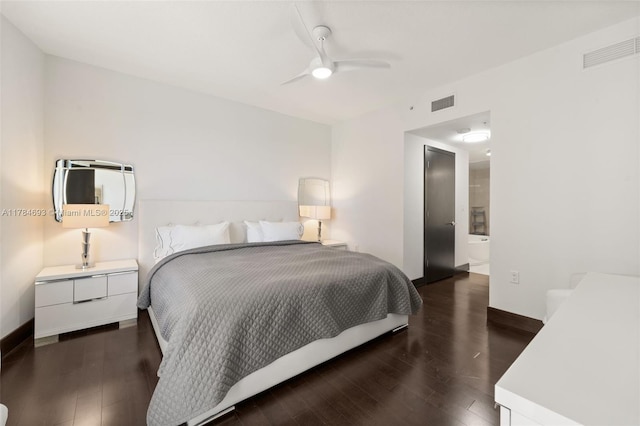 16275 Collins Ave Unit 2202, Sunny Isles Beach, FL 33160 - bedroom with wood finished floors, baseboards, ceiling fan, and ensuite bath