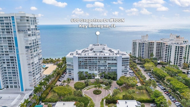 bird's eye view with a water view and a city view