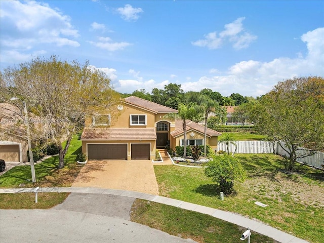 13063 NW 11th Ct, Sunrise, FL 33323 - view of front of property featuring stucco siding, a tile roof, an attached garage, and driveway
