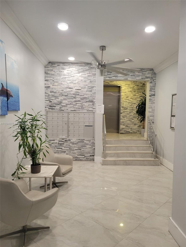 2900 Banyan St Unit 303, Fort Lauderdale, FL 33316 - common area with crown molding and recessed lighting