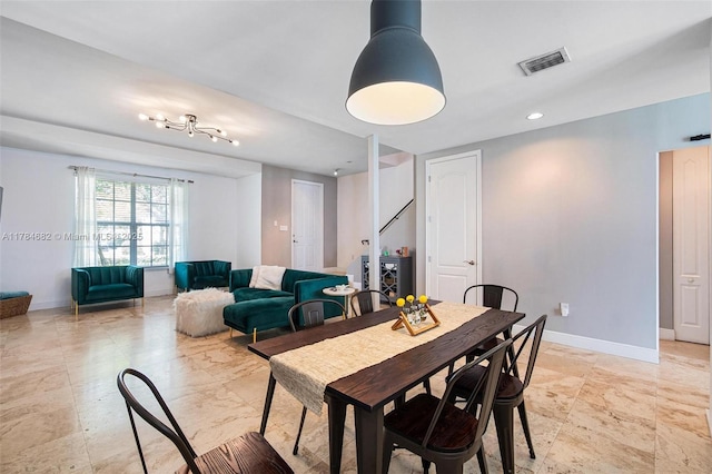 7765 SW 54th Ct Unit 7765, Miami, FL 33143 - dining room featuring stairway, baseboards, and visible vents