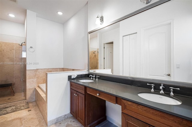 7765 SW 54th Ct Unit 7765, Miami, FL 33143 - bathroom featuring a garden tub, a sink, a shower stall, and double vanity
